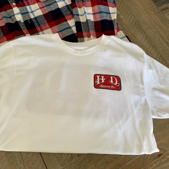 Hammer Down Tee Med & Goodfellow Flannel Sz Lrg Red White - Picture 2 of 7